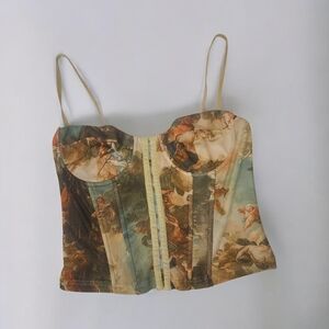 Superdown Tan Multi Corset Top